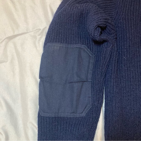 Schott NYC 100% Wool Navy Sweater Quarter Button size Large - Picture 8 of 12